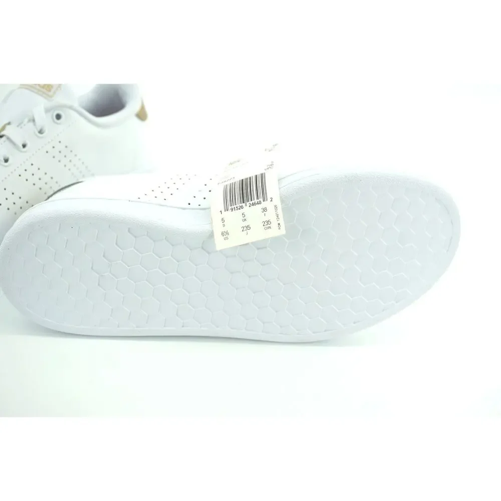 Adidas Women Avantage White Leather Lace-Up Sneaker Size 6.5 striped